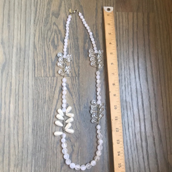 JCrew white and crystal necklace 15” long - Picture 4 of 4